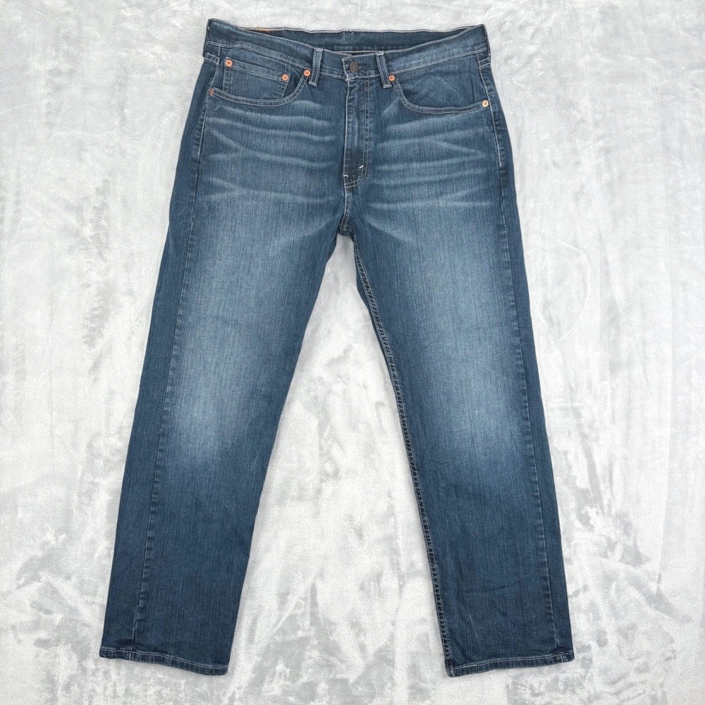 Levi Jeans Mens 34x30 Blue 505 Regular Fit Straight Leg Denim Pants Rugged